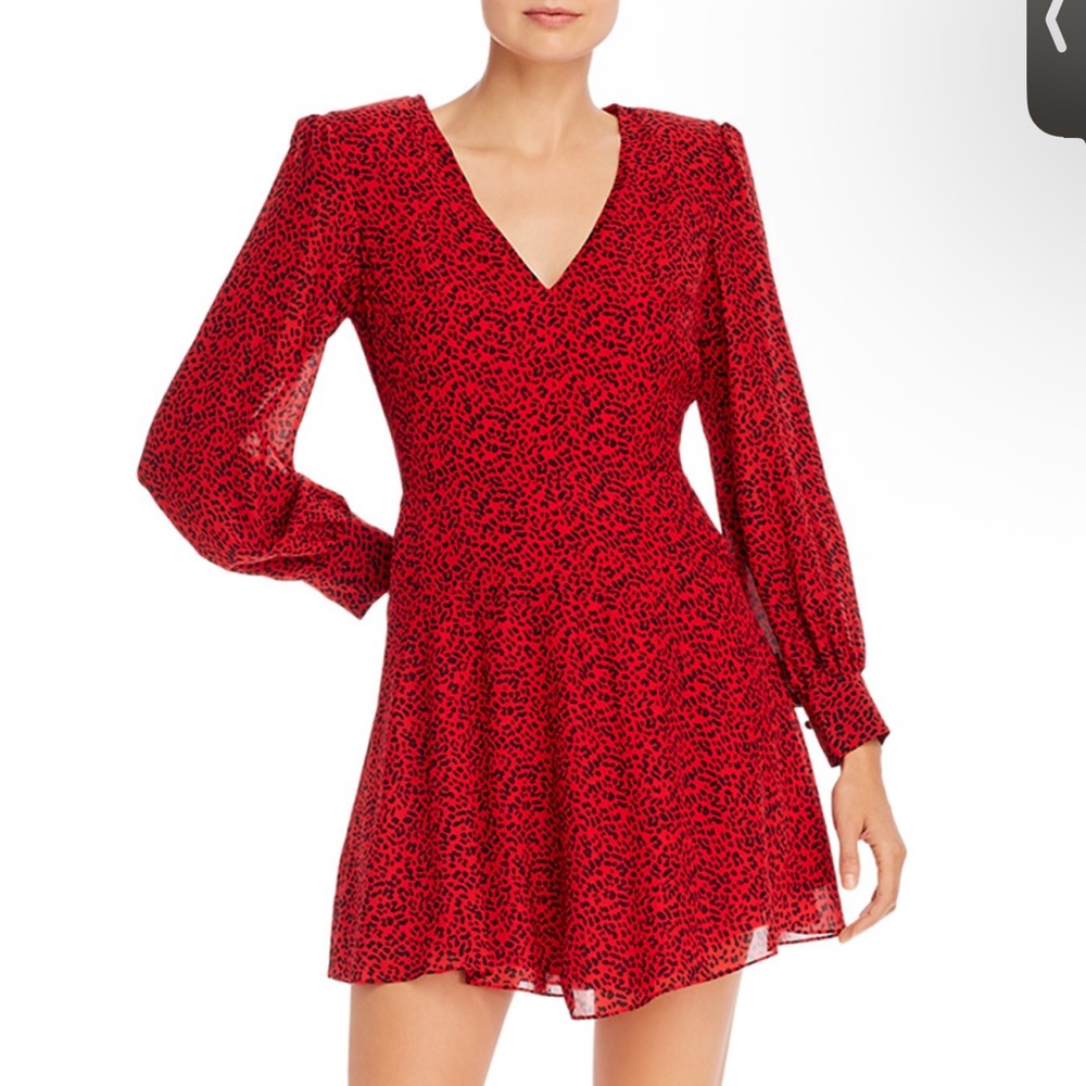 Alice + Olivia Red and Black Long Sleeve Dress